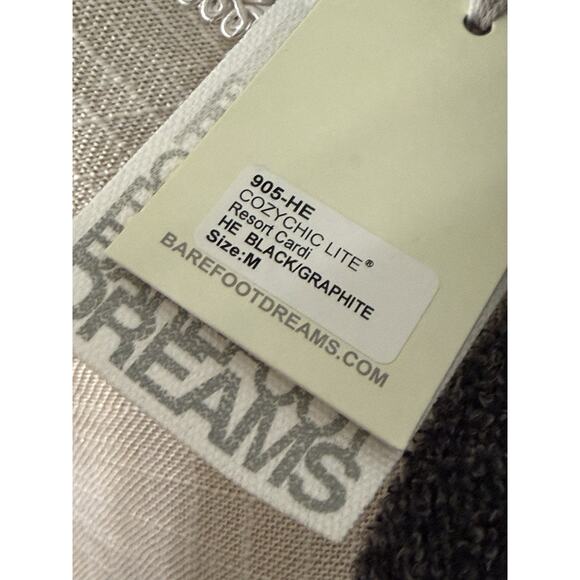 NWT Barefoot Dreams M Cozychic Lite Resort Cardi Hooded Open Cardigan Heathered - Picture 3 of 4